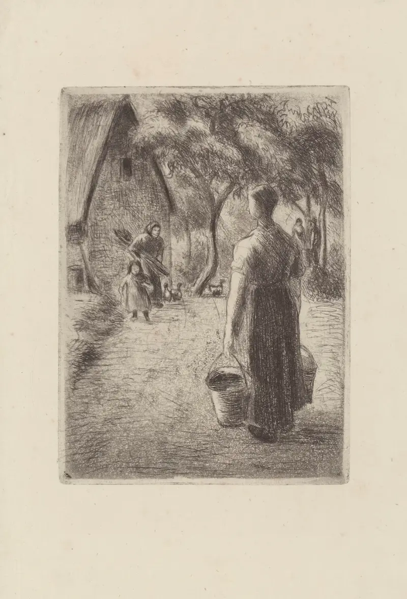 Paysanne portant des seaux av Camille Pissarro