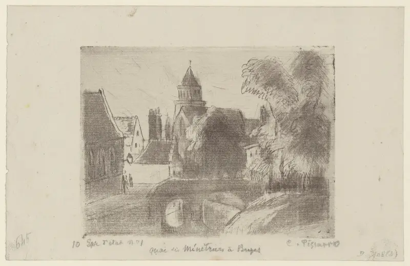 Kajen vid Ménétriers i Brygge, 1894 – nr 1 av Camille Pissarro