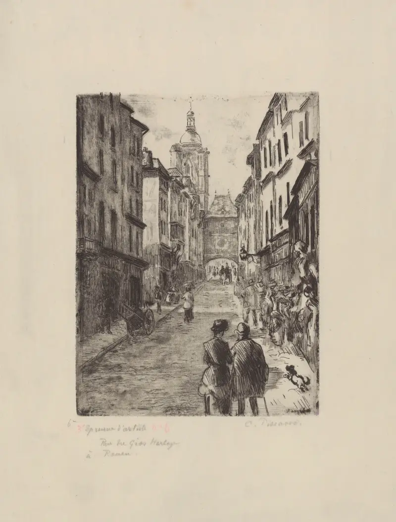 Rue du Gros-Horloge, à Rouen av Camille Pissarro