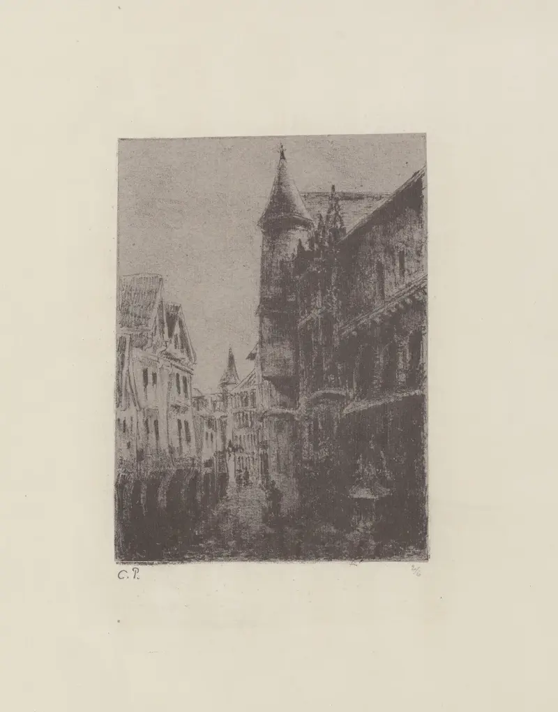 Rue Saint-Romain, à Rouen av Camille Pissarro