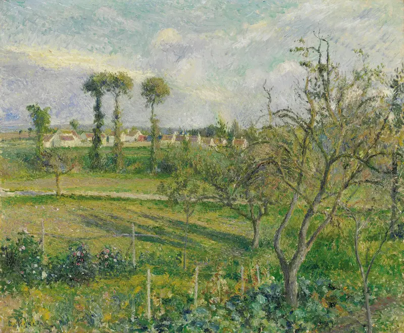 Soleil Couchant Au Valhermeil, Auvers-Sur-Oise av Camille Pissarro
