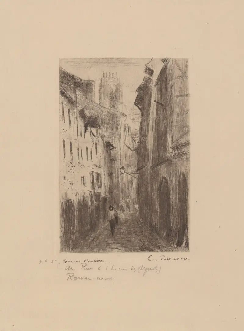 Une rue à Rouen (rue des Arpents) av Camille Pissarro