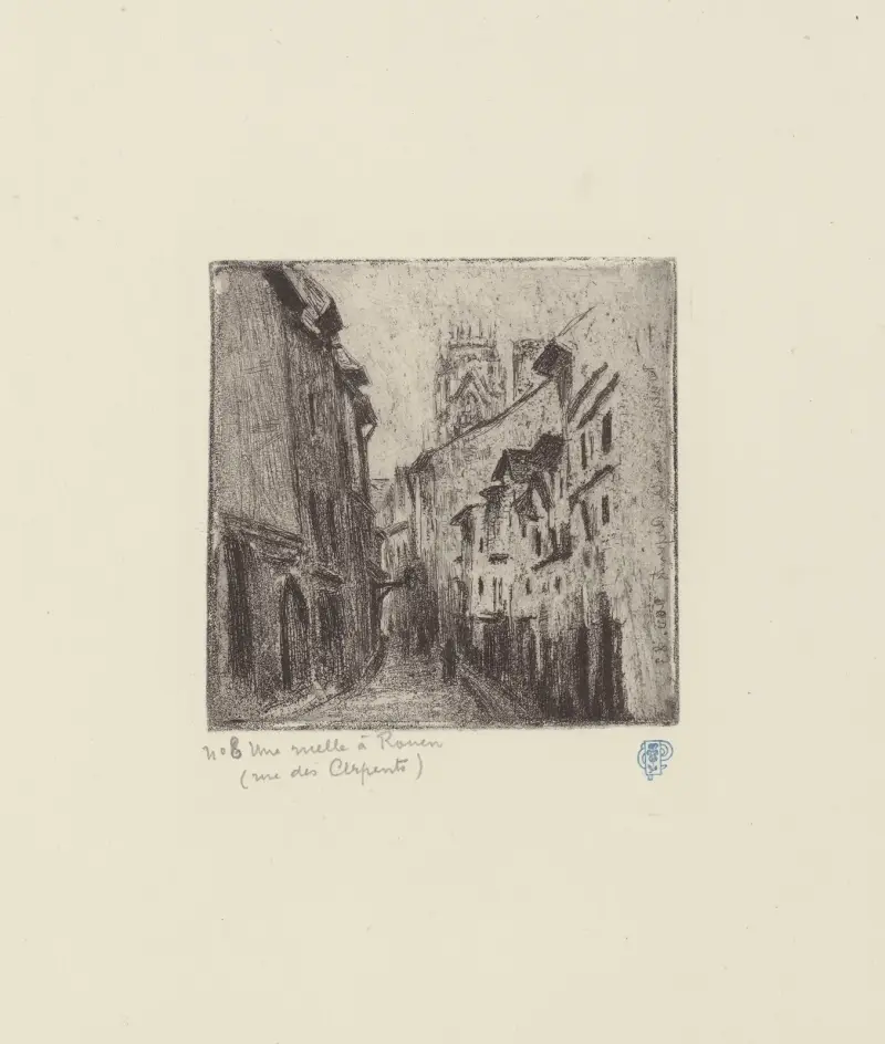 Une ruelle à Rouen (rue des Arpents) av Camille Pissarro
