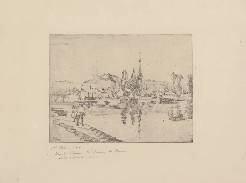 Vue de Rouen, cours la Reine, 1884 av Camille Pissarro