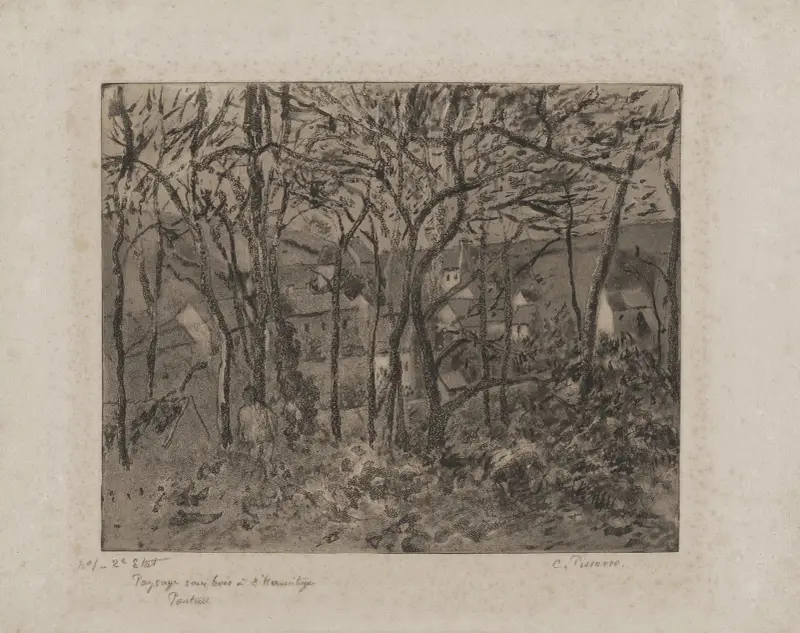 Wooded Landscape at the Hermitage av Camille Pissarro