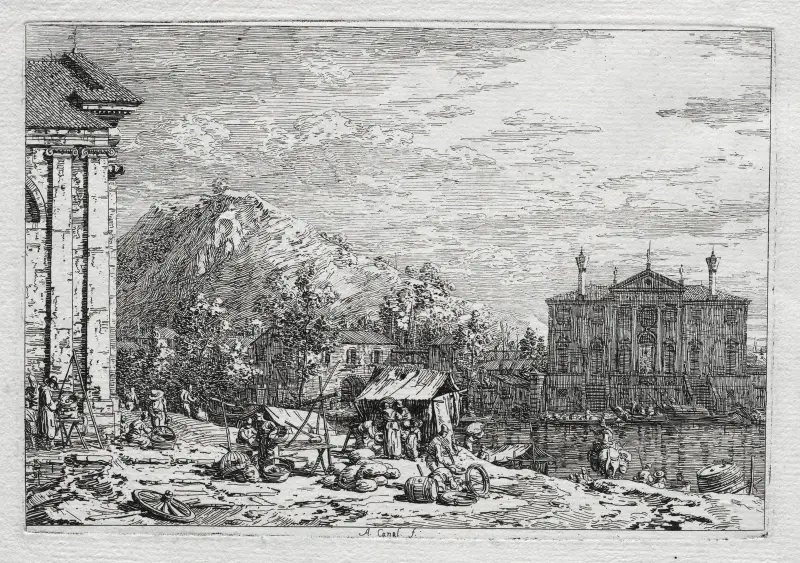 A City Beyond a River av Canaletto