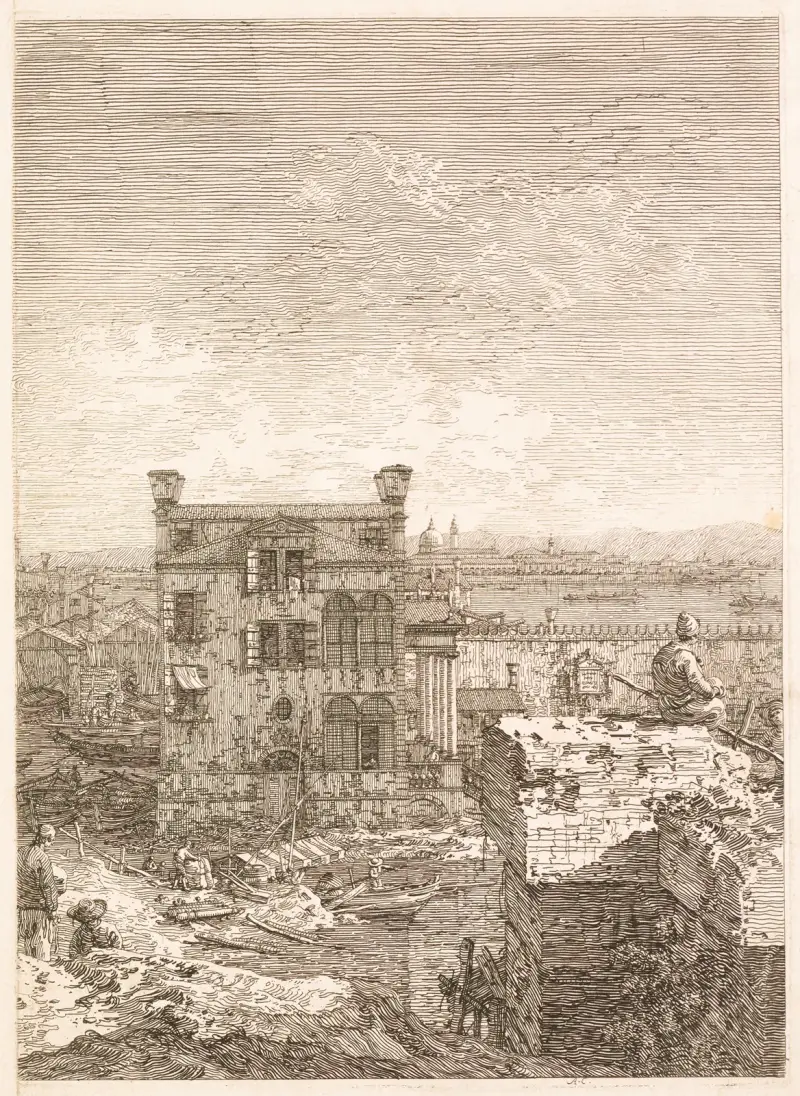 A House Surrounded by Six Columns av Canaletto