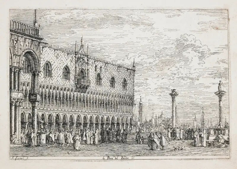 La Piera del Bando (The Proclamation Stone, Venice) av Canaletto