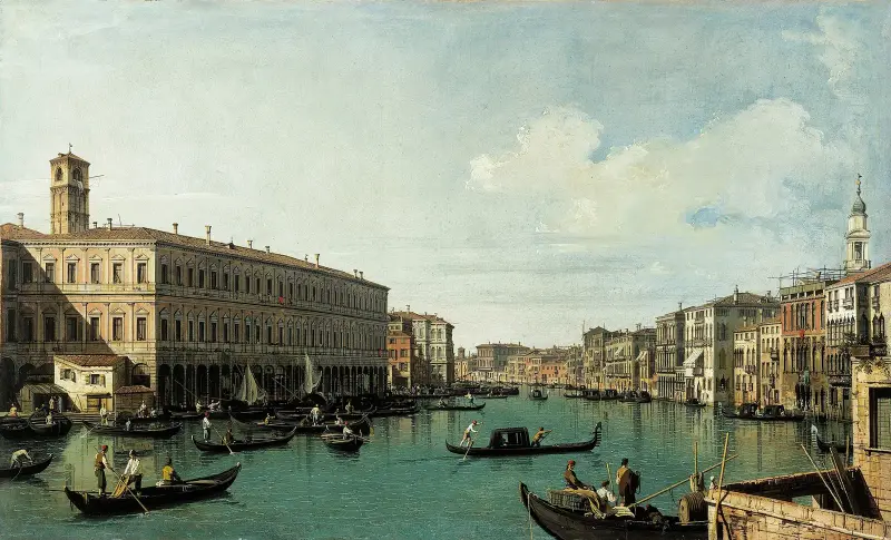 Le Grand Canal, vu du pont du Rialto av Canaletto