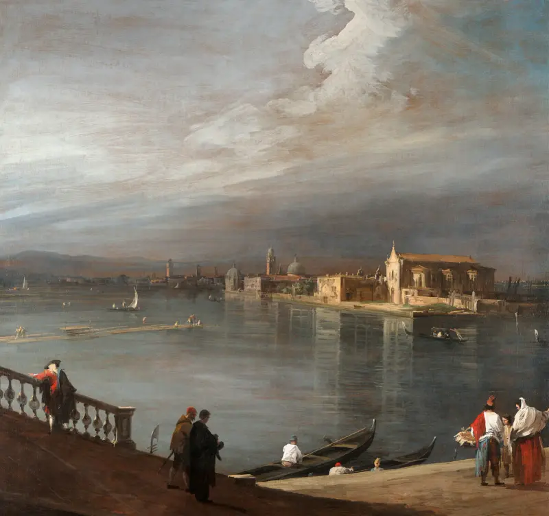San Cristoforo, San Michele och Murano från Fondamenta Nuove, Venedig av Canaletto