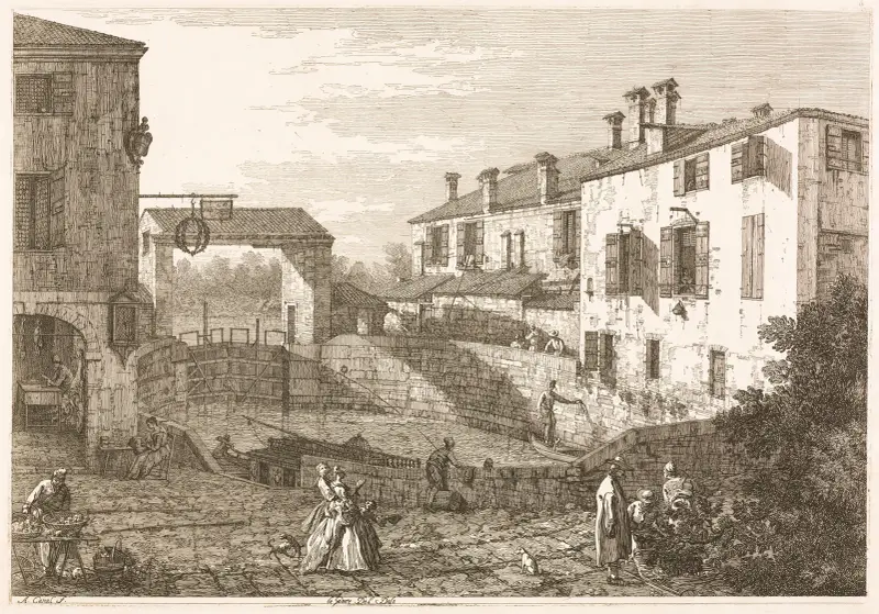 The Canal Lock at Dolo av Canaletto