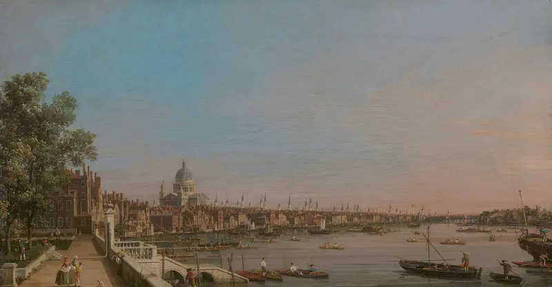 The City from Near the Terrace of Somerset House av Canaletto