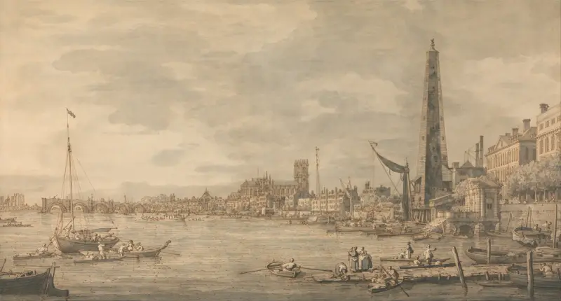 The City of Westminster from Near the York Water Gate av Canaletto