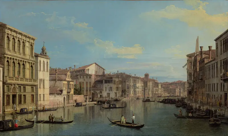 The Grand Canal in Venice from Palazzo Flangini to Campo San Marcuola av Canaletto