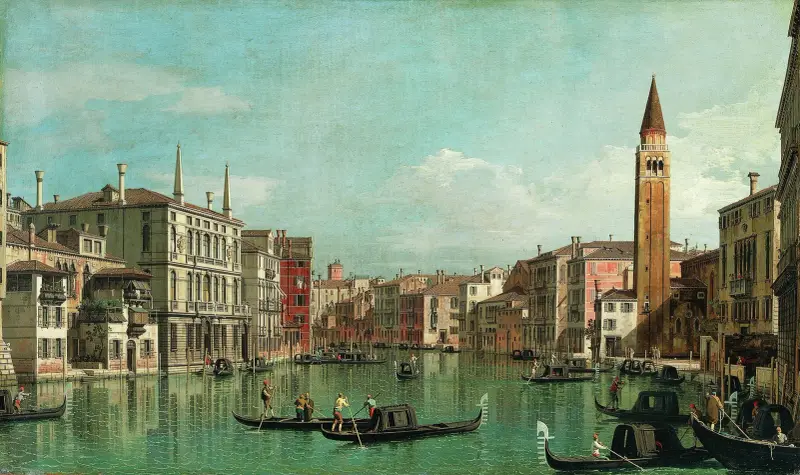 The Grand Canal, Venice, Looking Southeast, with the Campo della Carità to the Right av Canaletto