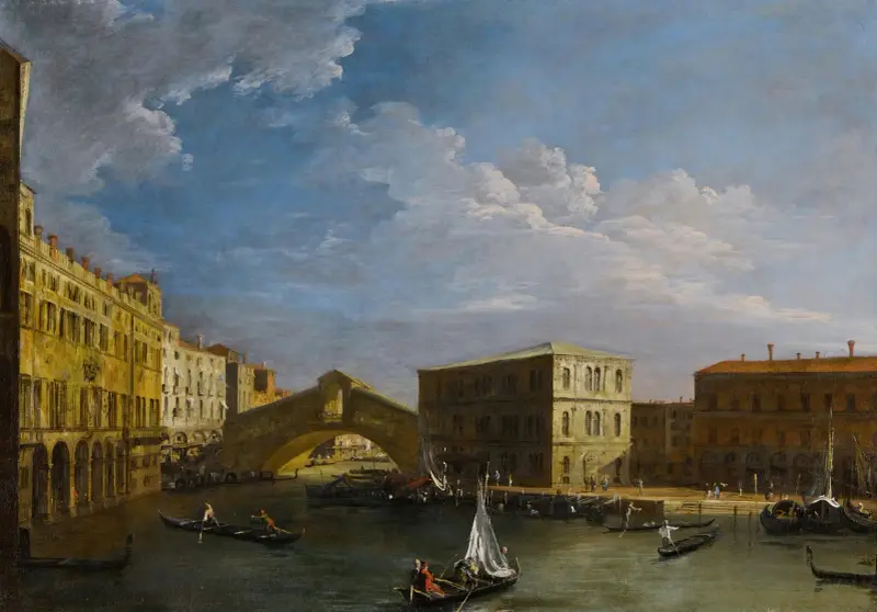 Venice, a view of the Grand Canal and the Rialto Bridge from the North av Canaletto