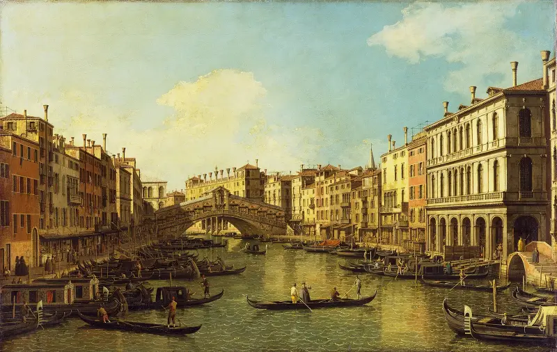 Venice, the Grand Canal from the Palazzo Dolfin-Manin to the Rialto Bridge av Canaletto
