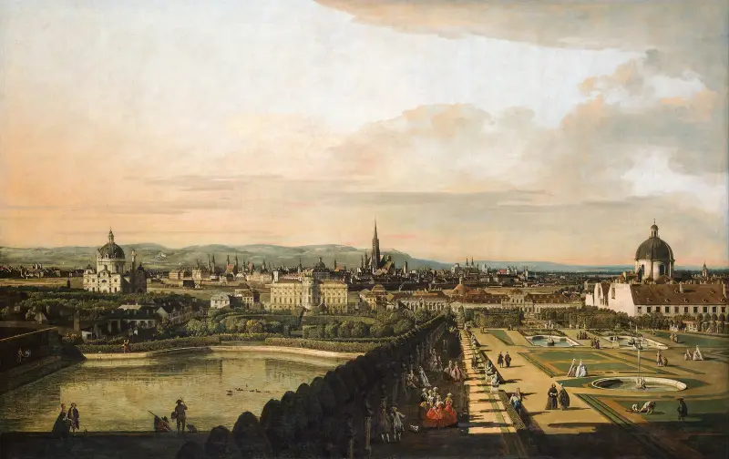 Vienna Viewed from the Belvedere Palace av Canaletto