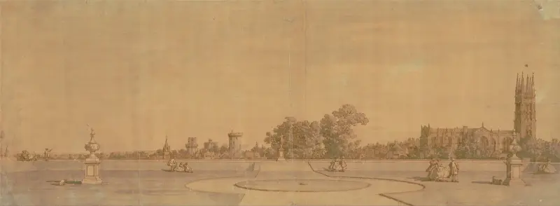 Warwick – die Stadt und das Schloss von den Priory Gardens aus von Canaletto