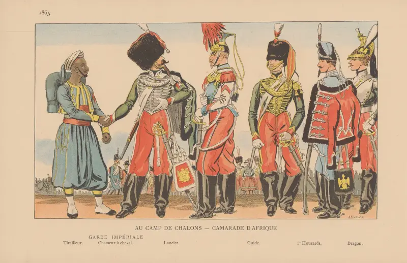 Au Camp de Chalons — Camarade D’afrique. 1865 av Caran d'Ache