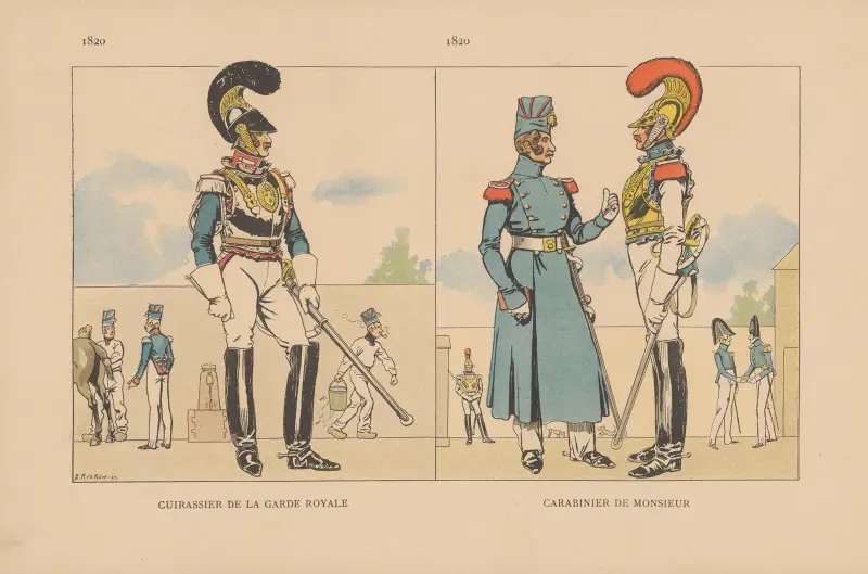 Cuirassier de la Garde Royale, Carabinier de Monsieur. 1820 av Caran d'Ache