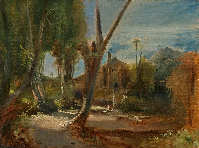 Waldlandschaft mit einer Fabrik von Carl Blechen