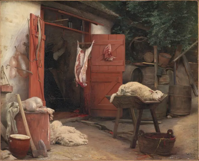 A Slaughterhouse In Hellebæk av Carl Bloch