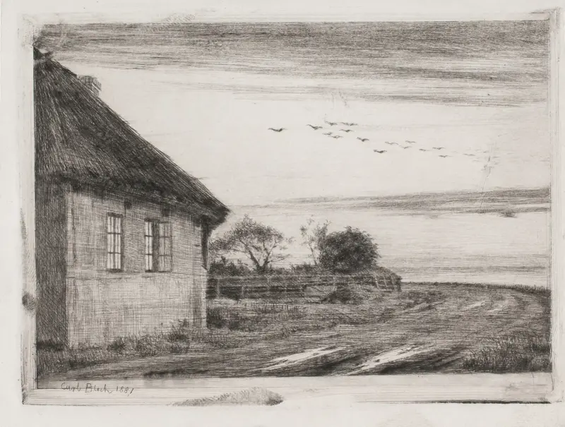 Aftonlandskap från Hellebæk av Carl Bloch