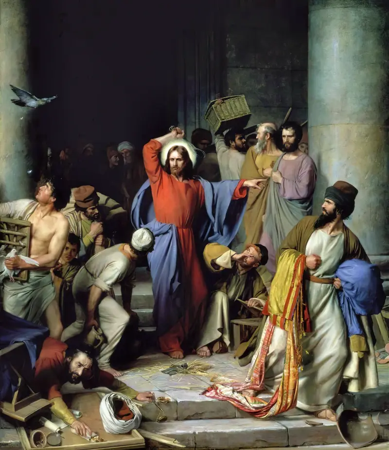 Jesus driver ut tempelhandlarna av Carl Bloch