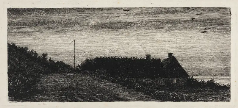 Huse ved stranden Sommernat av Carl Bloch