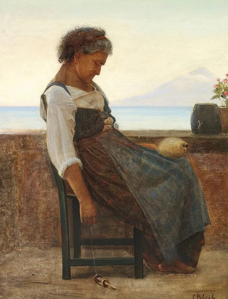 Italiensk mor och barn vilar av Carl Bloch