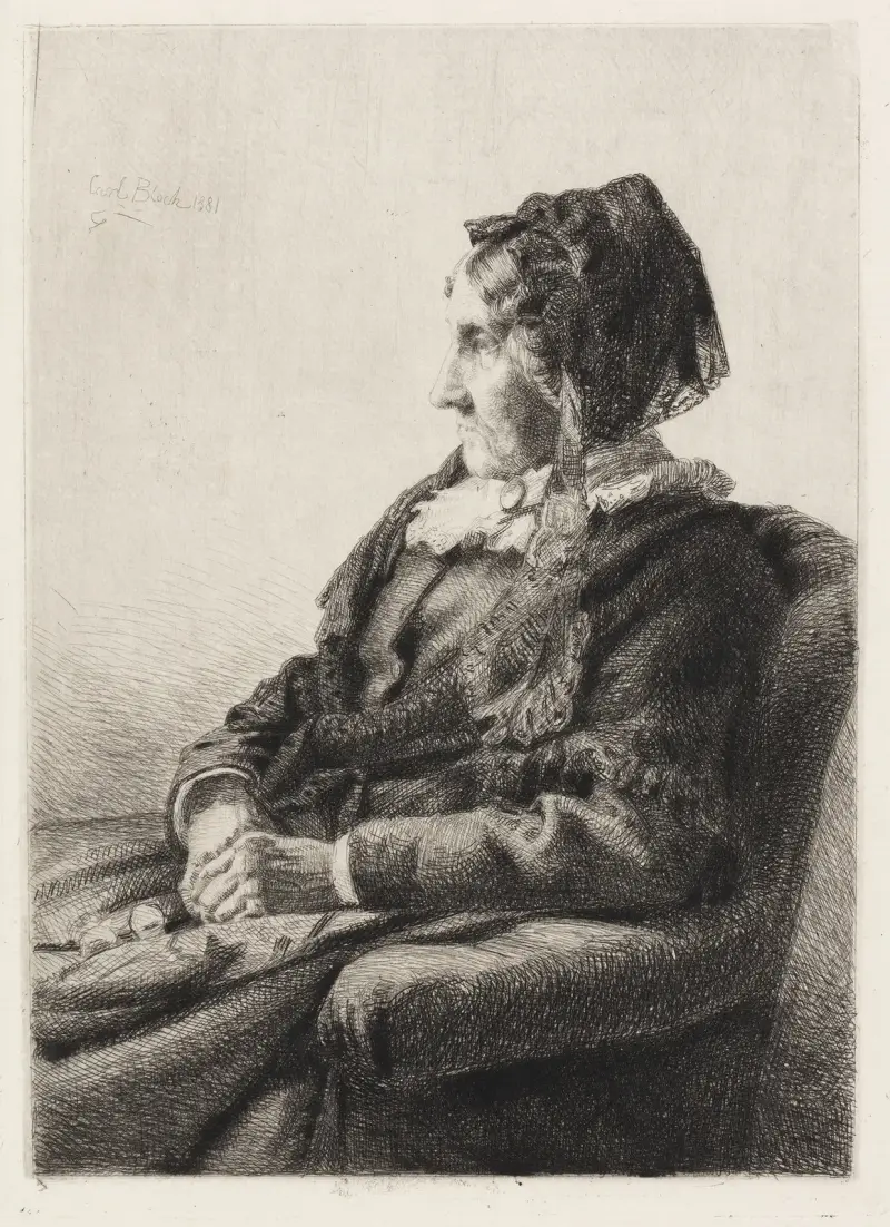 Porträt der Mutter des Künstlers, Frau Ida Emilie Ulrikke Henriette Bloch, geborene Weitzmann von Carl Bloch