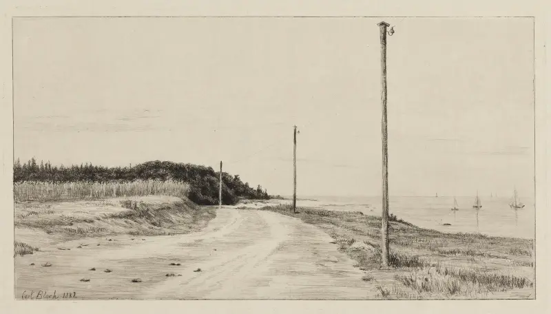 Strandvägen vid Hornbæksplantagen av Carl Bloch