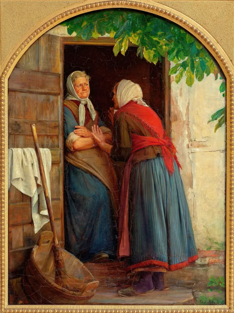 Zwei Frauen im Gespräch von Carl Bloch