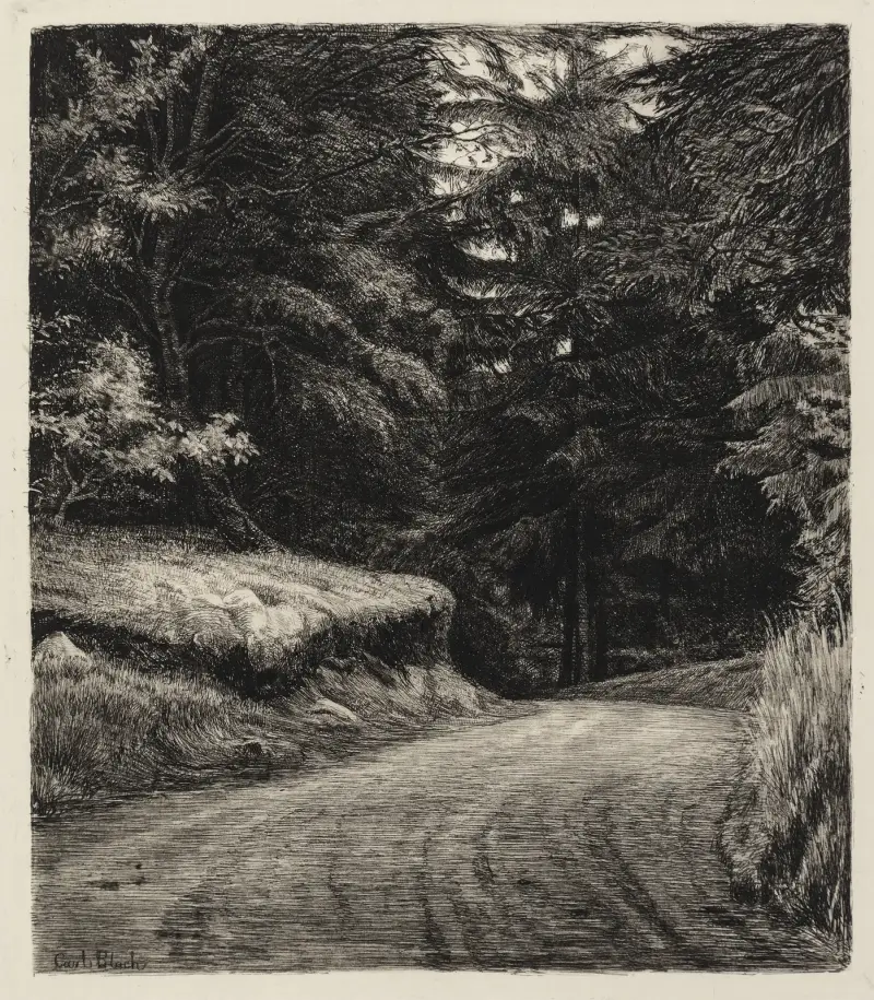 Vägen i granskogen av Carl Bloch