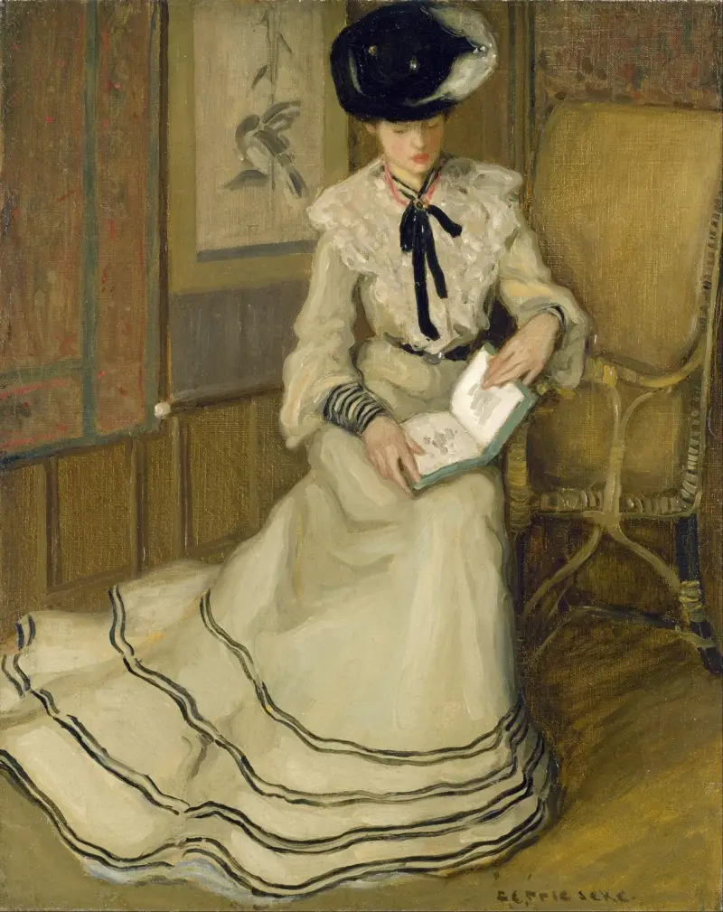 Flicka läsande av Frederick Carl Frieseke