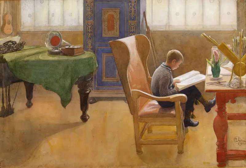 Esbjörn am Schreibtisch von Carl Larsson