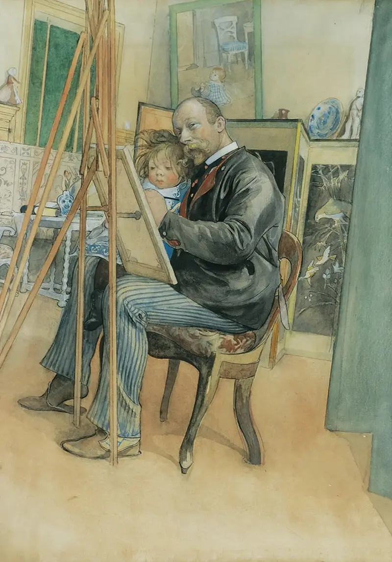 Zrcadlový obraz s Britou, Carl Larsson