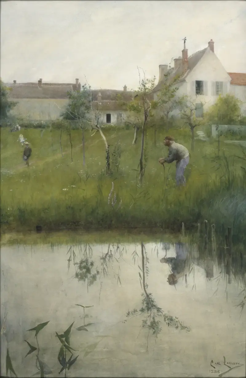 Den gamle mannen och plantskolan av Carl Larsson