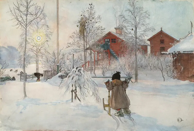Gården och tvättstugan av Carl Larsson