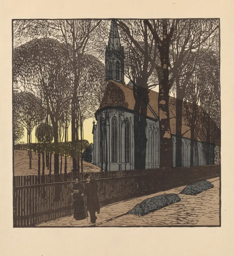 Die Heiligenstädter Kirche zum Hl. Michael av Carl Moll