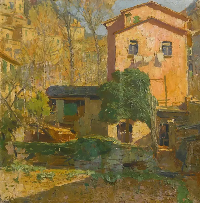 Landschaft an der Riviera Ligure, Italien von Carl Moll