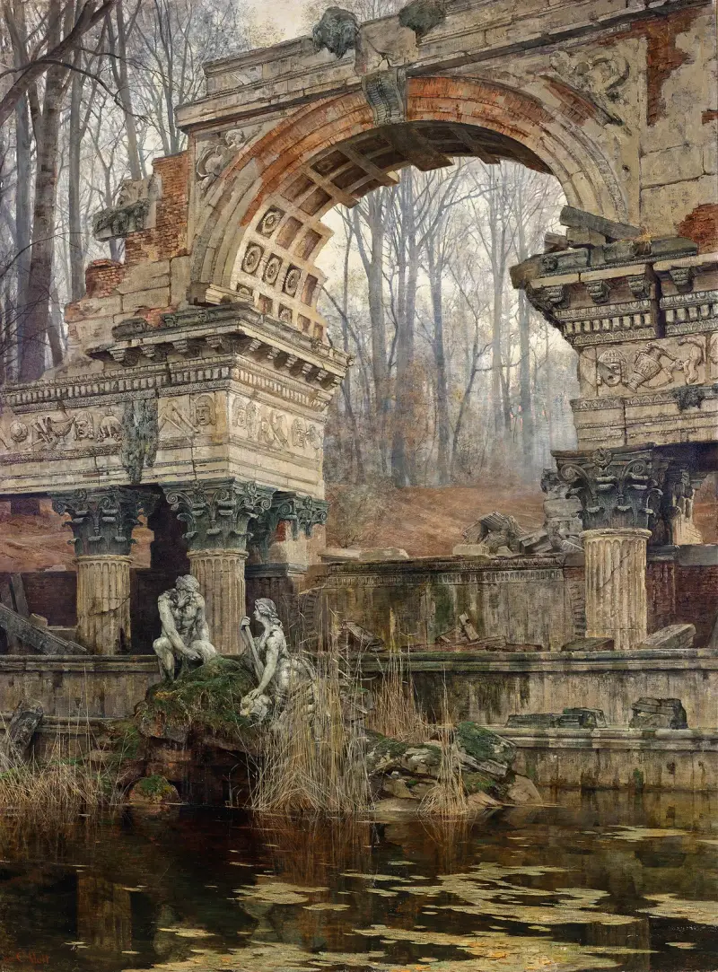 Den romerska ruinen i Schönbrunn av Carl Moll