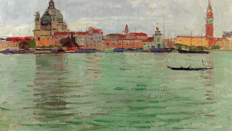 Venedig, Santa Maria della Salute och Campanile di San Marco av Carl Moll