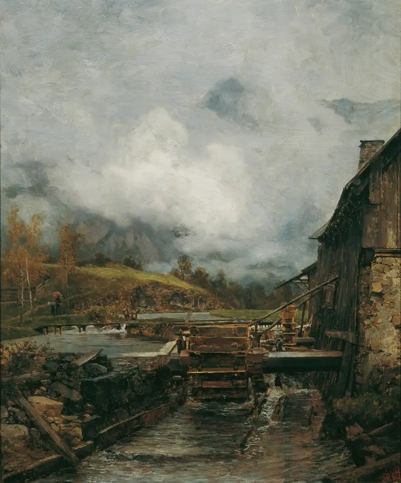 Vattenkvarn i Goisern (efter Emil Jakob Schindler) av Carl Moll