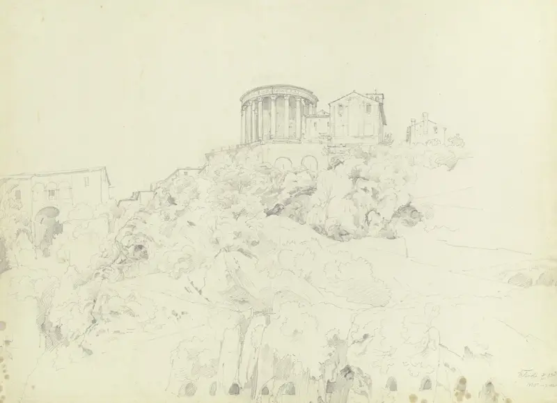 Vestas tempel och S. Giorgio i Tivoli av Carl Morgenstern