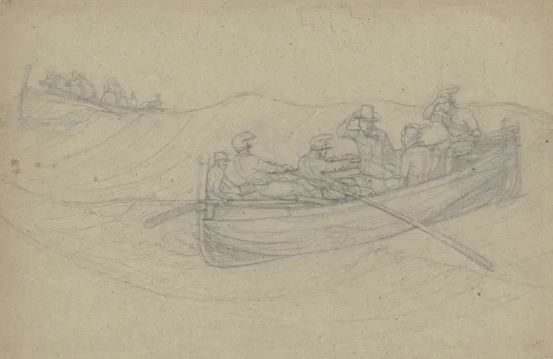 Zwei bemannte Boote auf hoher See av Carl Morgenstern