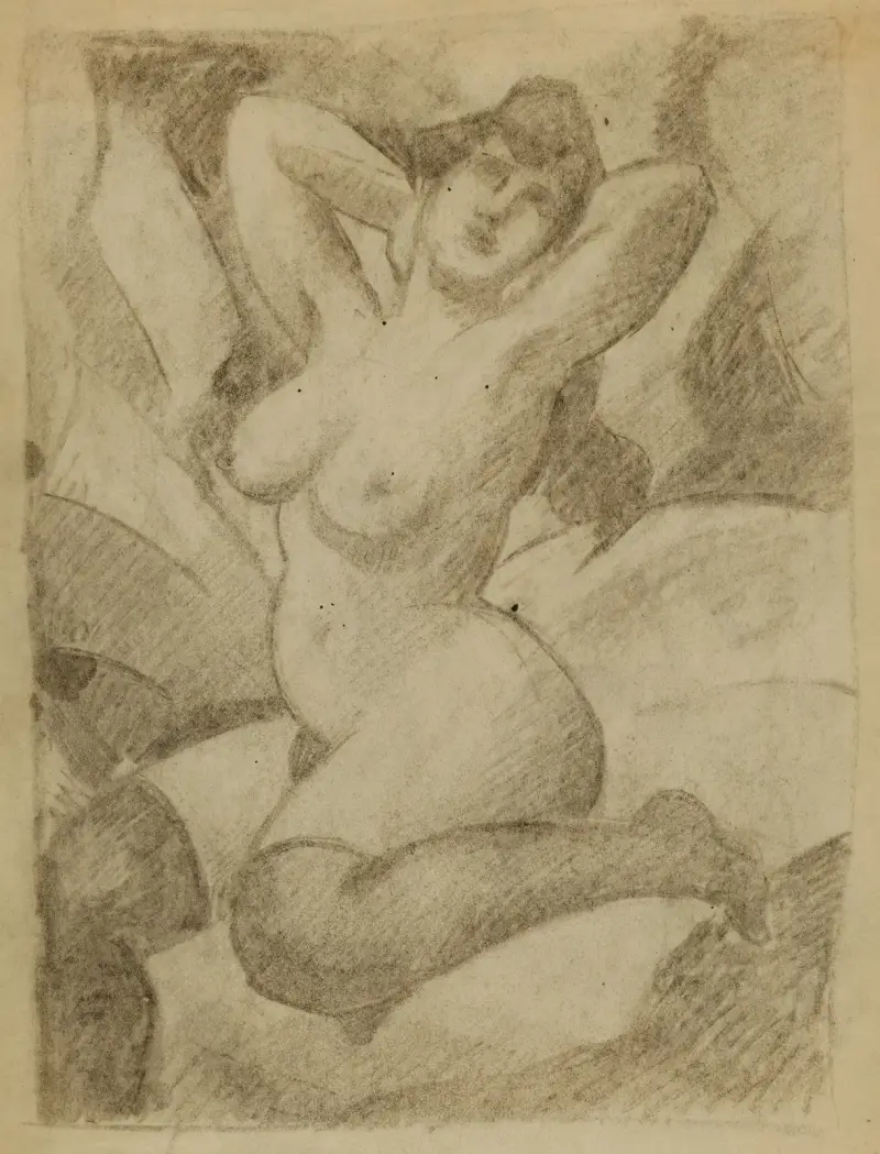 Female Nude with Black Stockings av Carl Newman