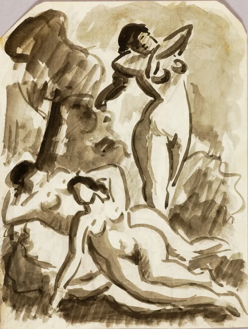Grupp av tre nakna figurer av Carl Newman