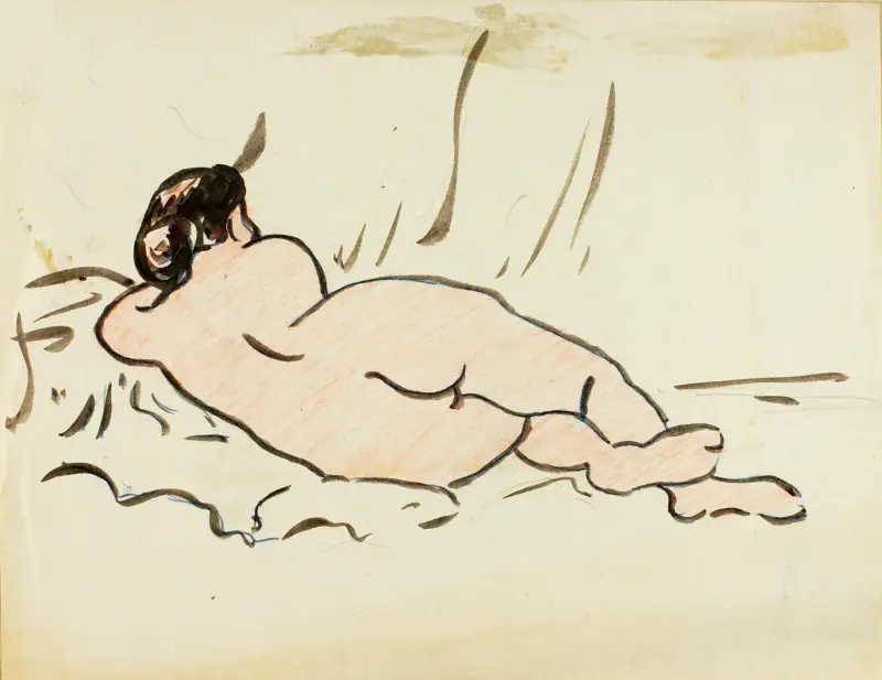 Liggande nakenstudie, ryggvy av Carl Newman
